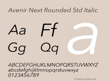 AvenirNextRoundedStd-Italic Version 1.00图片样张