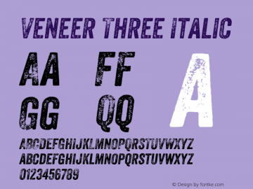 Veneer Three Italic Version 1.001; Fonts for Free; vk.com/fontsforfree图片样张