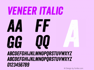 Veneer Italic Version 1.001; Fonts for Free; vk.com/fontsforfree图片样张