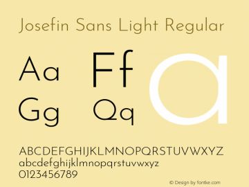 Josefin Sans Light Version 2.000图片样张