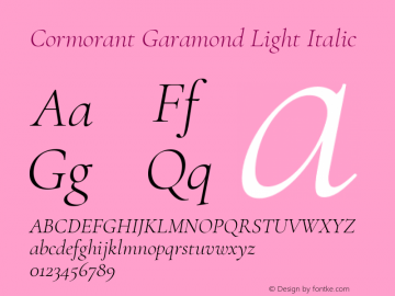 Cormorant Garamond Light Italic Version 3.303图片样张