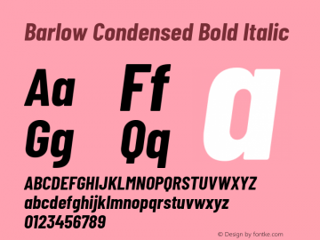 Barlow Condensed Bold Italic Version 1.408图片样张