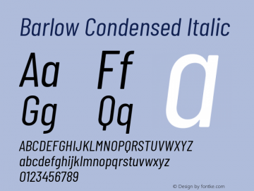 Barlow Condensed Italic Version 1.408图片样张