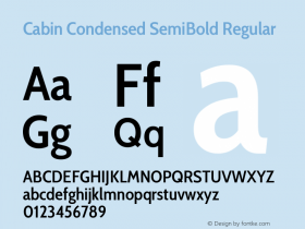 Cabin Condensed SemiBold Version 2.200图片样张