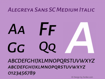 Alegreya Sans SC Medium Italic Version 2.003; ttfautohint (v1.6)图片样张