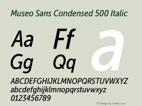 Museo Sans Condensed 500 Italic Version 1.023; Fonts for Free; vk.com/fontsforfree图片样张