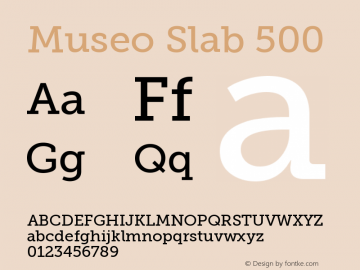 Museo Slab 500 Version 1.000; Fonts for Free; vk.com/fontsforfree图片样张