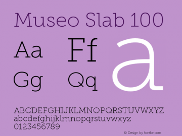 Museo Slab 100 Version 1.071; Fonts for Free; vk.com/fontsforfree图片样张