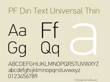 PF Din Text Universal Thin Version 3.000; Fonts for Free; vk.com/fontsforfree图片样张