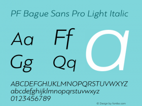PF Bague Sans Pro Light Italic Version 1.000图片样张