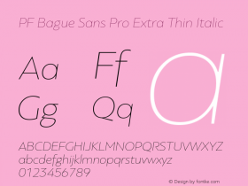 PF Bague Sans Pro Extra Thin Italic Version 1.000图片样张
