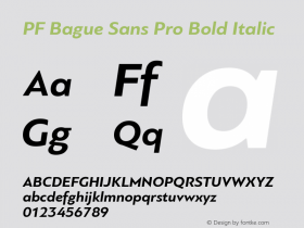 PF Bague Sans Pro Bold Italic Version 1.000图片样张