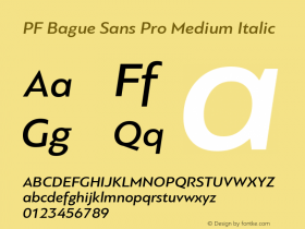 PF Bague Sans Pro Medium Italic Version 1.000图片样张