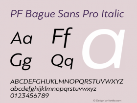 PF Bague Sans Pro Italic Version 1.000图片样张