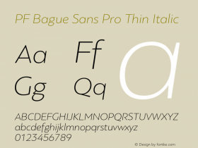 PF Bague Sans Pro Thin Italic Version 1.000图片样张