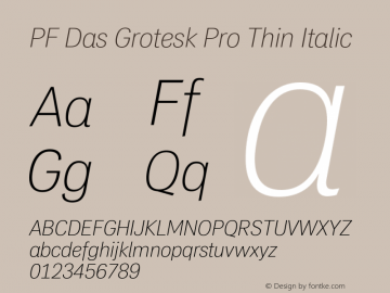 PFDasGroteskPro-ThinItalic Version 2.000图片样张