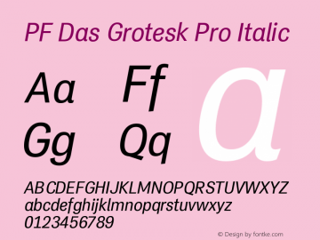 PFDasGroteskPro-Italic Version 2.000图片样张