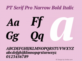 PT Serif Pro Narrow Bold Italic Version 1.000; Fonts for Free; vk.com/fontsforfree图片样张