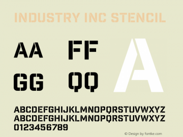 Industry Inc Stencil Version 1.001; Fonts for Free; vk.com/fontsforfree图片样张
