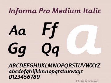Informa Pro Medium Italic Version 1.000; Fonts for Free; vk.com/fontsforfree图片样张