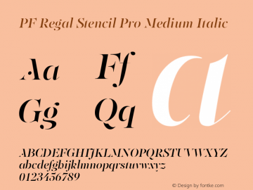 PFRegalStencilPro-MediumItalic Version 1.000图片样张