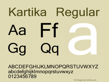 Kartika Regular Version 5.04 Font Sample