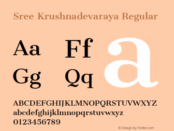 Sree Krushnadevaraya Version 1.0.5; ttfautohint (v1.2.42-39fb)图片样张