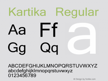 Kartika Regular Version 5.90 Font Sample