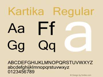 Kartika Regular Version 5.94 Font Sample