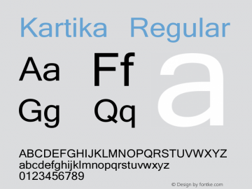 Kartika Regular Version 6.90 Font Sample
