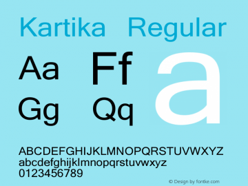 Kartika Regular Version 6.90 Font Sample