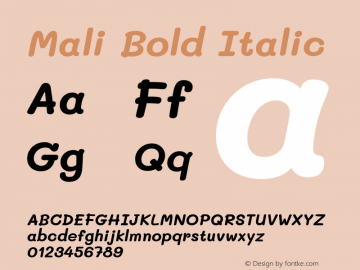 Mali Bold Italic Version 1.000; ttfautohint (v1.6)图片样张