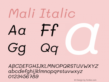 Mali Italic Version 1.000; ttfautohint (v1.6)图片样张