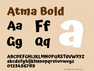 Atma Bold Version 1.102;PS 1.100;hotconv 1.0.86;makeotf.lib2.5.63406图片样张