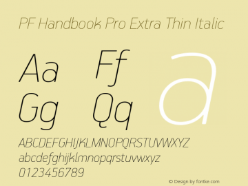 PFHandbookPro-ExtraThinItalic Version 1.000 2005 initial release图片样张