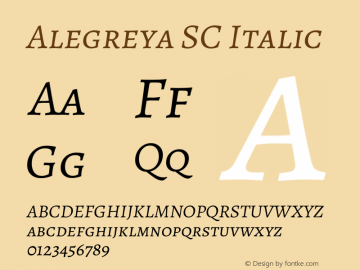 Alegreya SC Italic Version 2.003; ttfautohint (v1.6)图片样张