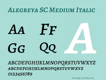 Alegreya SC Medium Italic Version 2.003; ttfautohint (v1.6)图片样张