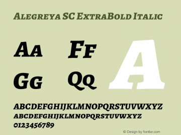 Alegreya SC ExtraBold Italic Version 2.003; ttfautohint (v1.6)图片样张