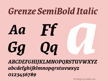 Grenze SemiBold Italic Version 1.002; ttfautohint (v1.8)图片样张