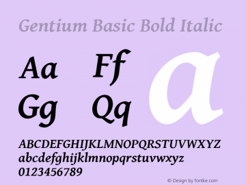 Gentium Basic Bold Italic Version 1.102; 2013; Maintenance release图片样张