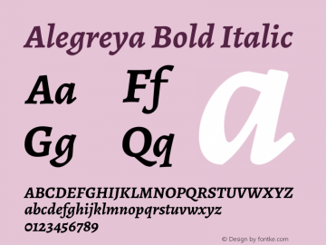 Alegreya Bold Italic Version 2.003; ttfautohint (v1.6)图片样张