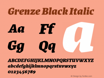Grenze Black Italic Version 1.002; ttfautohint (v1.8)图片样张
