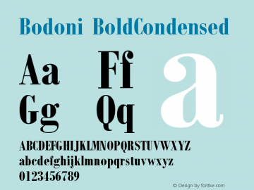 Bodoni BoldCondensed Version 1 Font Sample
