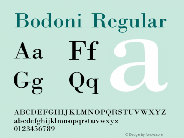 Bodoni Regular Version 1 Font Sample