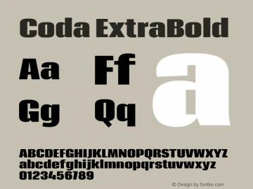 Coda ExtraBold Version 2.001; ttfautohint (v0.8) -r 50 -G 200 -x图片样张