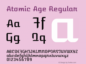 Atomic Age Regular Version 1.008; ttfautohint (v1.4.1) -l 6 -r 46 -G 0 -x 0 -H 200 -D latn -f none -m 