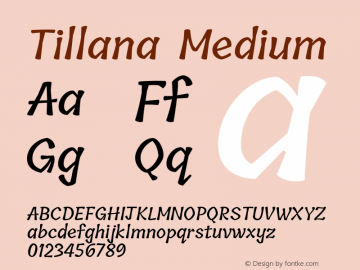 Tillana Medium Version 2.003;PS 1.0;hotconv 1.0.79;makeotf.lib2.5.61930; ttfautohint (v1.2.42-39fb)图片样张