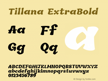 Tillana ExtraBold Version 2.003;PS 1.0;hotconv 1.0.79;makeotf.lib2.5.61930; ttfautohint (v1.2.42-39fb)图片样张