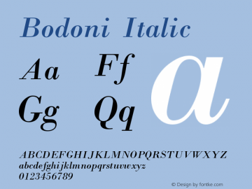 Bodoni Italic Version 1 Font Sample