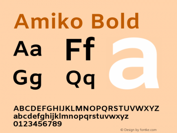 Amiko Bold Version 1.000; ttfautohint (v1.3)图片样张